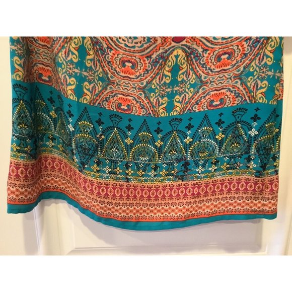 Beboy Teal and Orange Geometric Dress Lightweight Soft Comfortable Dress Small - Picture 5 of 7
